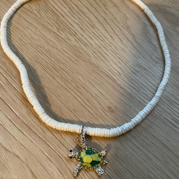 Jewelry - White Shell Necklace with Turtle Charm